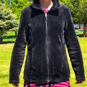 Super fuzzy black zip up jacket